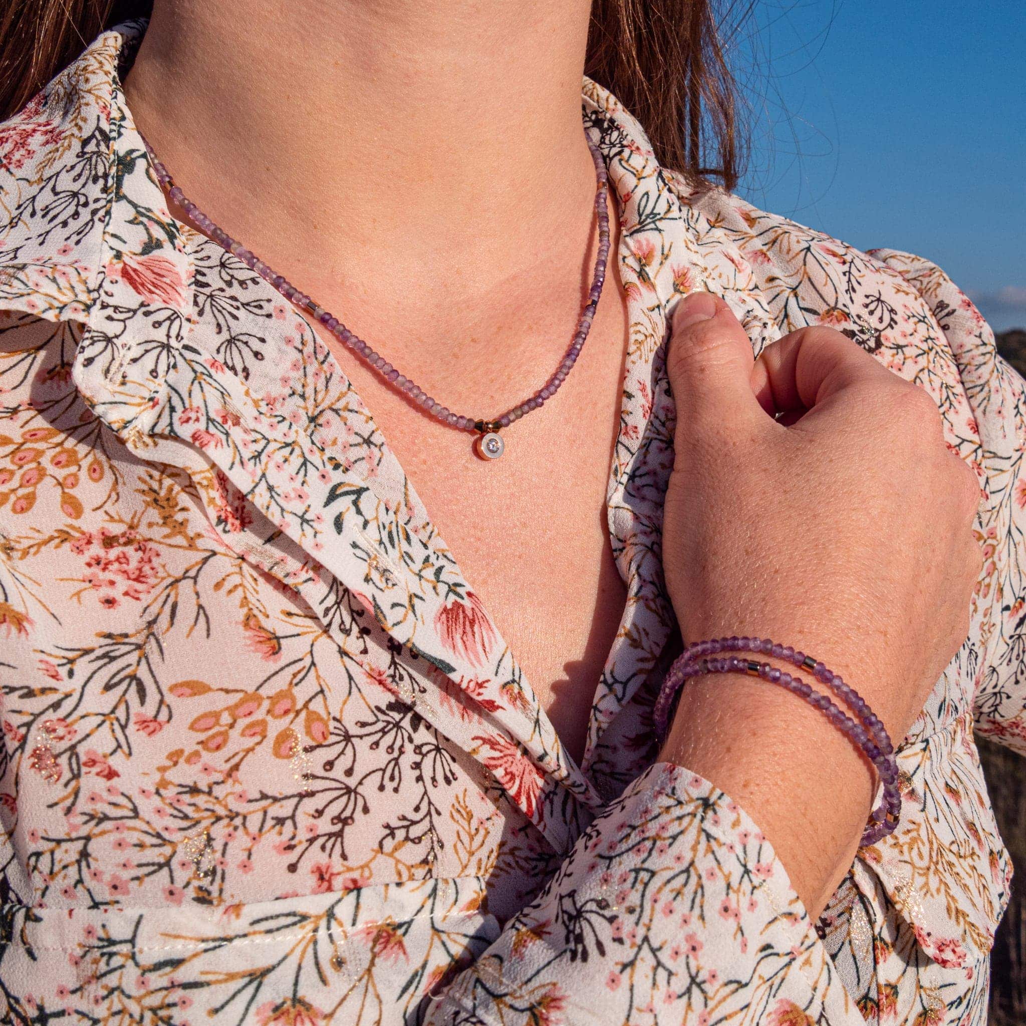 Collier Lumia en pierres naturelles d'Améthyste - SLOYA